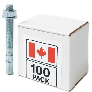 1/4" x 3" Wedge Anchors, 100 Pack – Zinc Plated Concrete Anchor Bolts