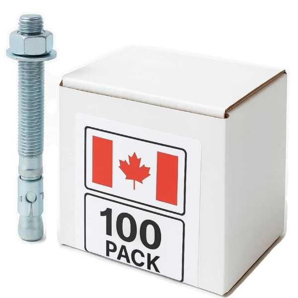 1/4" x 3" Wedge Anchors, 100 Pack – Zinc Plated Concrete Anchor Bolts