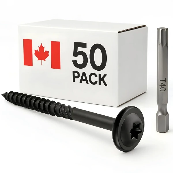 3/8 by 6-inch Structural Screws 50 Pack, Bulk Pack for Wood & Metal T40