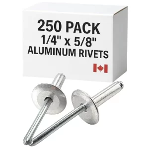 250-Pack 1/4″ × 5/8″ Wide-Flange Blind Rivets – Aluminum Body & Steel