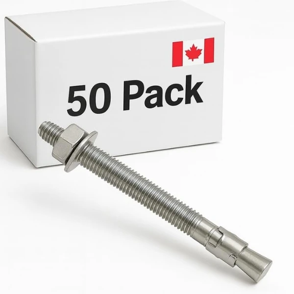 3/8" x 4" Stainless Steel Wedge Anchors, 50 Pack 304 Wedge Anchors