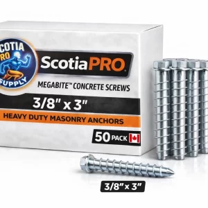 3/8x3 MegaBite Concrete Screws (50 Pack) Heavy Duty Masonry Anchors