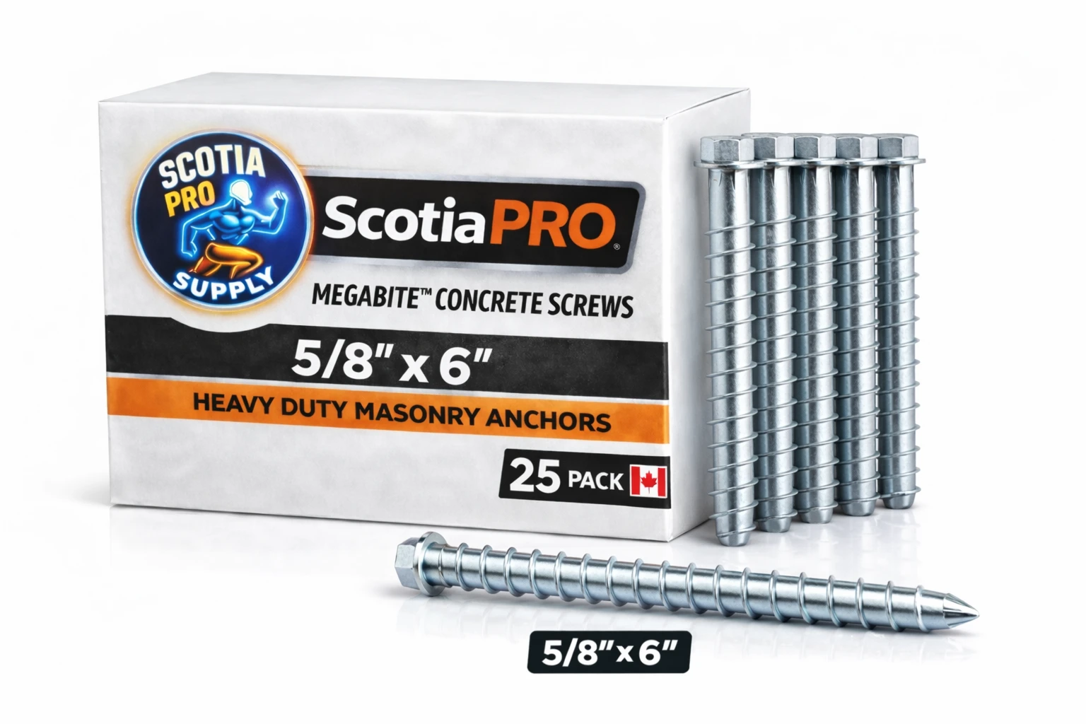 5/8x6 MegaBite Concrete Screws - Heavy Duty Masonry Anchors