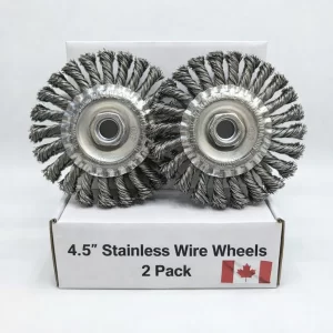 4.5" inch x 7/8" inch Stainless Steel Wire Wheel (2 Pack) – Angle Grinder Wire Brush