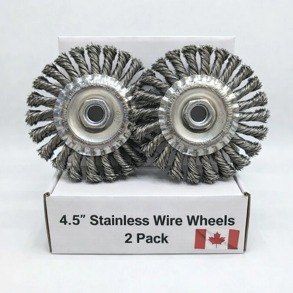 4.5" inch x 7/8" inch Stainless Steel Wire Wheel (2 Pack) – Angle Grinder Wire Brush