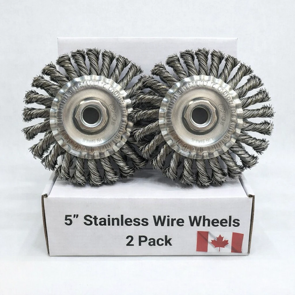 5" inch x 7/8" inch Stainless Steel Wire Wheel (2 Pack) – Angle Grinder Wire Brush